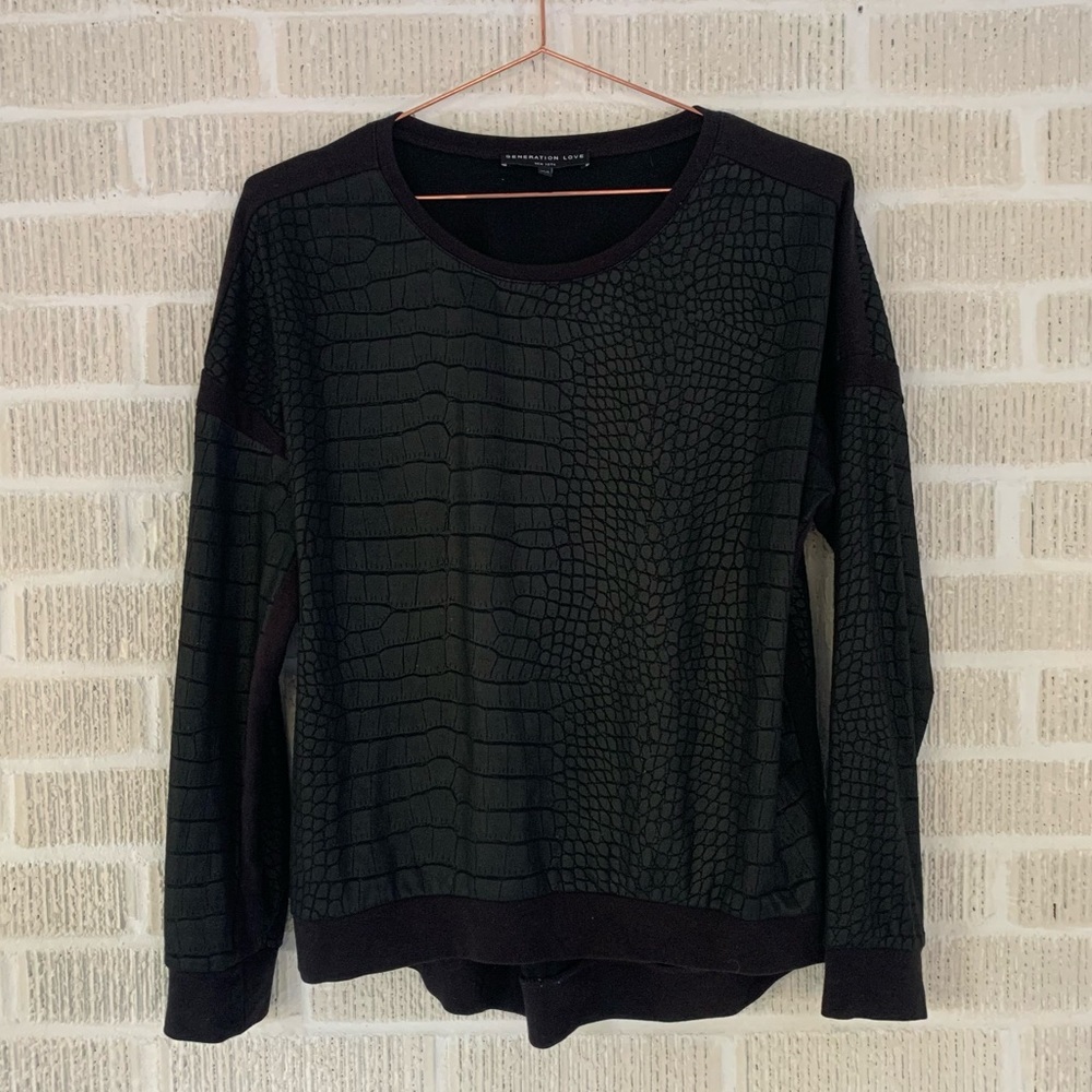 GENERATION LOVE Faux Croc Leather Sweatshirt